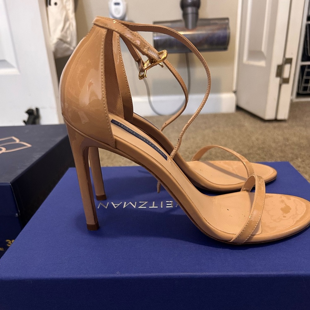 Stuart weitzman nudistsong adobe patent heeled sandal - Picture 2 of 7